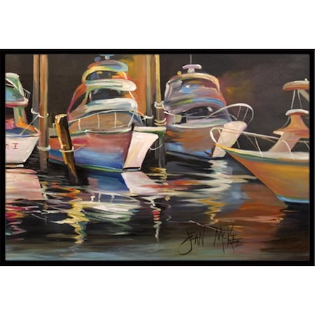 Carolines Treasures Sea Chase Deep Sea Fishing Boats Indoor and Outdoor Mat- 18 x 27 in. JMK1076MAT